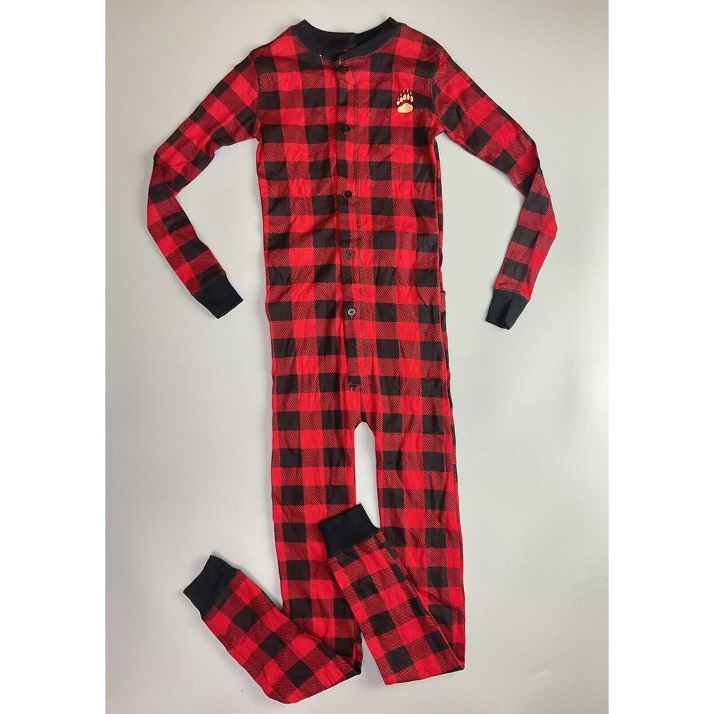 Buffalo Plaid Sleeper Pajamas Kids Size 8 Bear Lumber Jack